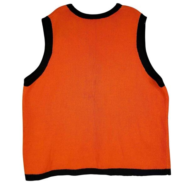 VTG 90's Basic Editions Halloween Applique Orange Cat Spider Sweater Vest Sz 2X - Picture 3 of 8